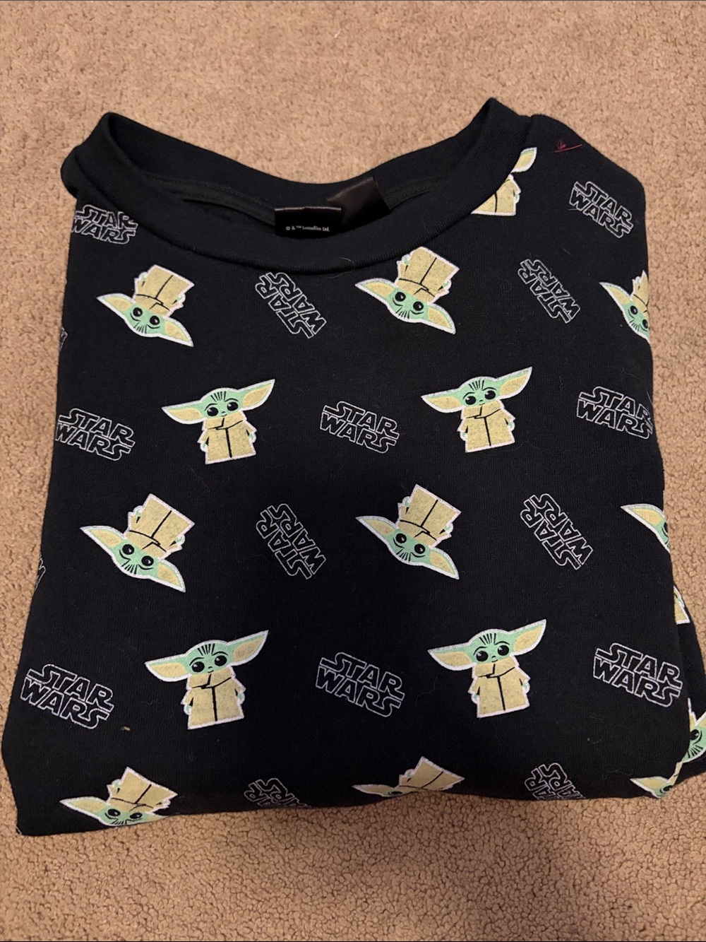 Star Wars Black Kids Hoodie with Green & Tan Grogu Print